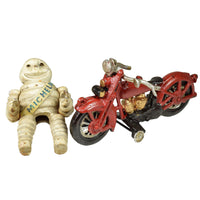 Michelin Man Motorcycle Motorbike Bike Mascot Figure Statue Bibendum Cast Iron