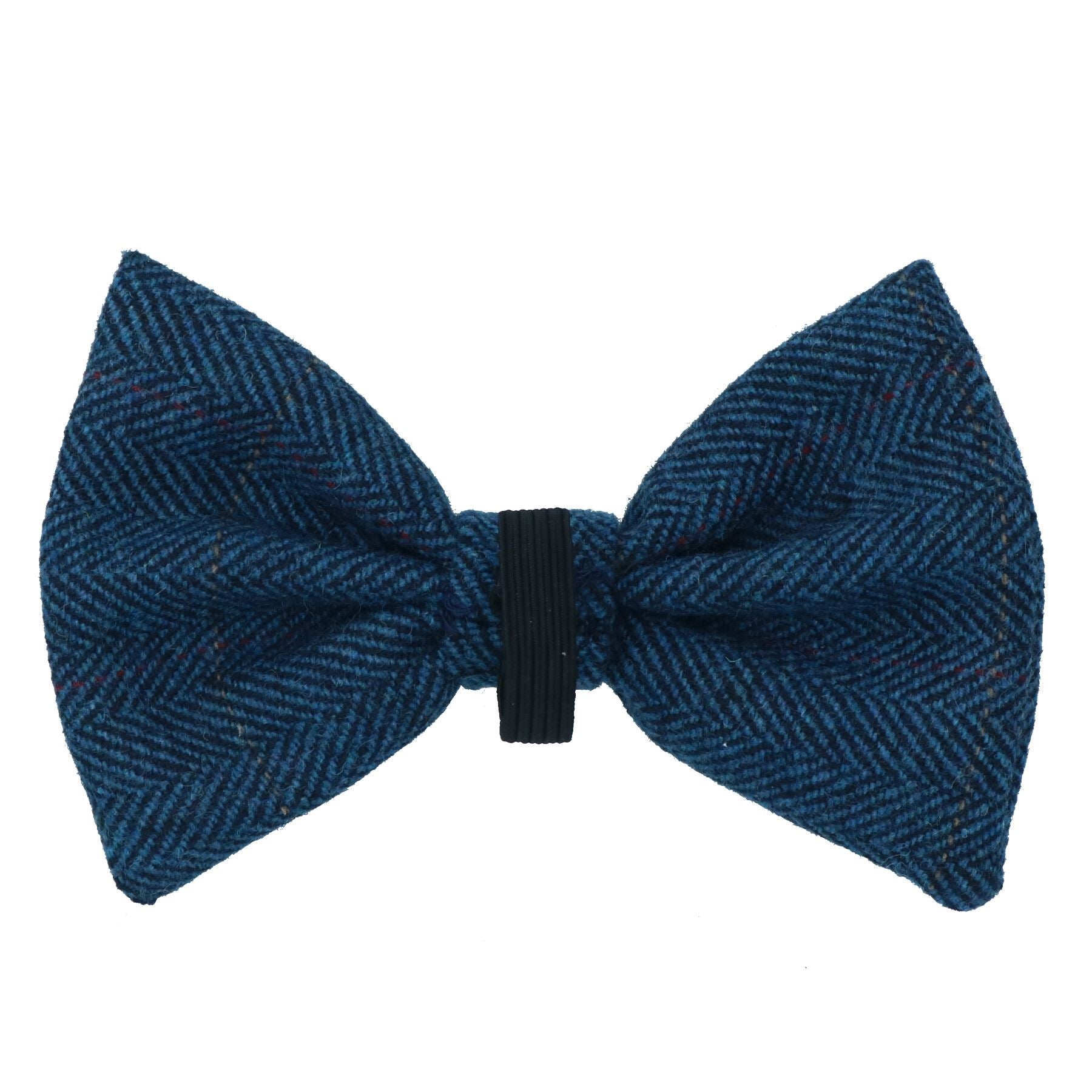 One Size Stylish Navy Tweed Dog Bow Tie For Fashionable Dogs With Collar Loop