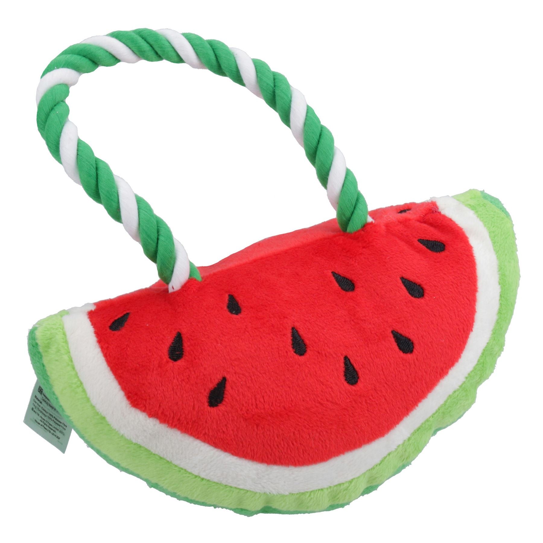 Dog Puppy Gift Watermelon Food Themed Soft Plush Rope Squeaky Toy Present