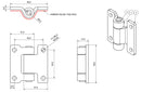 Stainless Steel Pressed Hinge Heavy Duty 58x59mm Industrial Door Hatch Locker