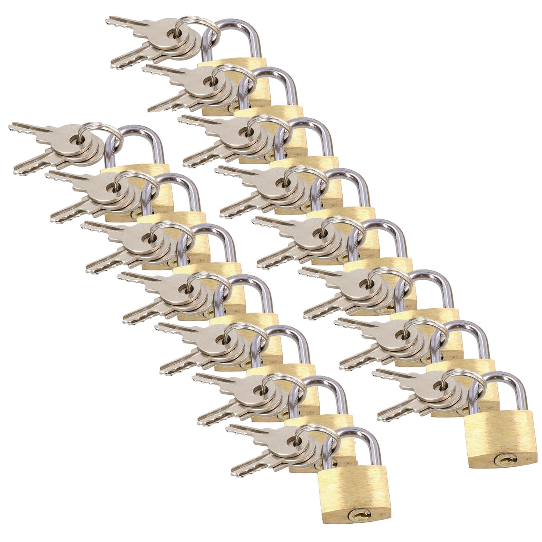 20mm Mini Brass Padlock Set for Suitcases Luggage Rucksacks Tents with Keys