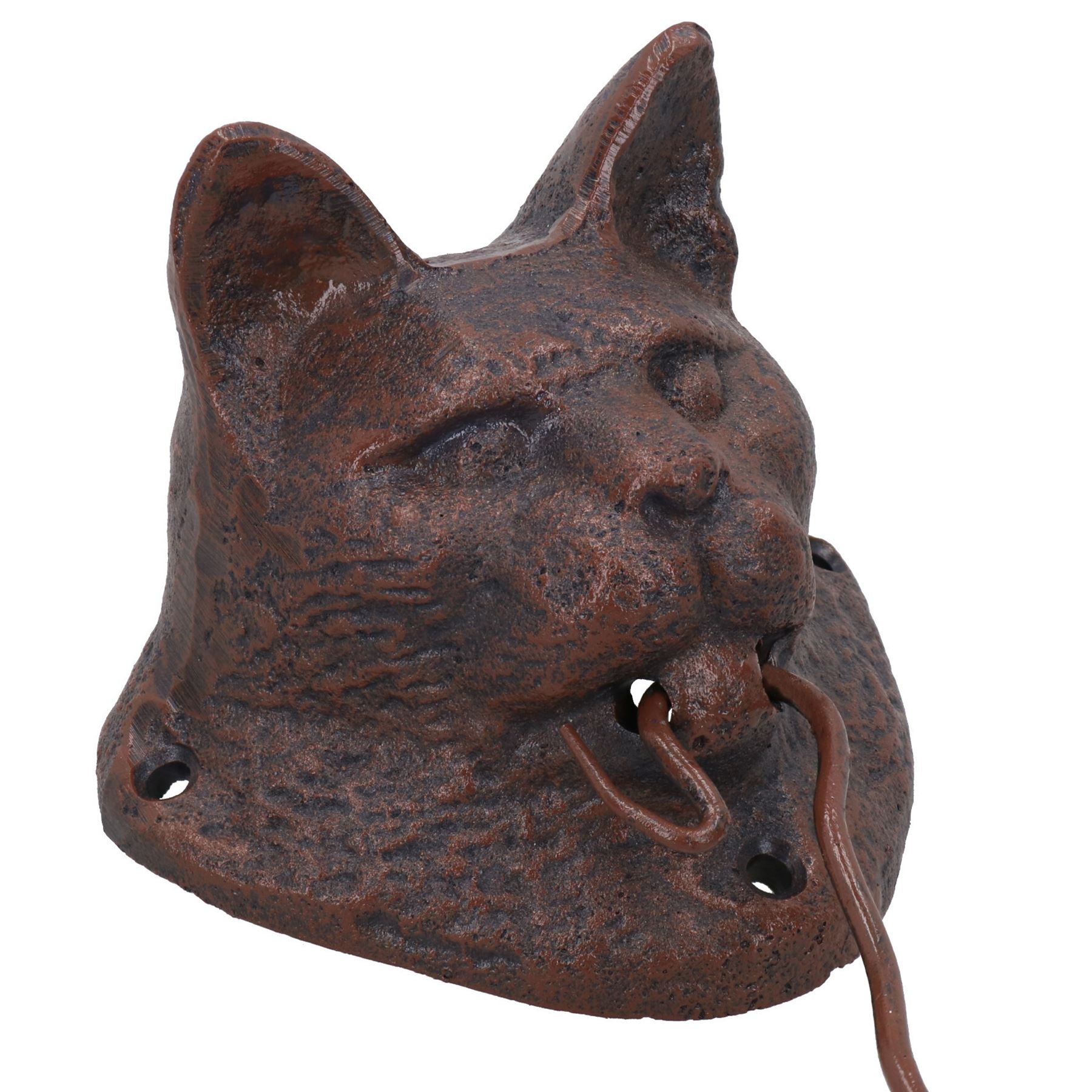 Cat & Mouse Door Knocker Bell Ringer Cast Iron Garden Shed House Cast Iron