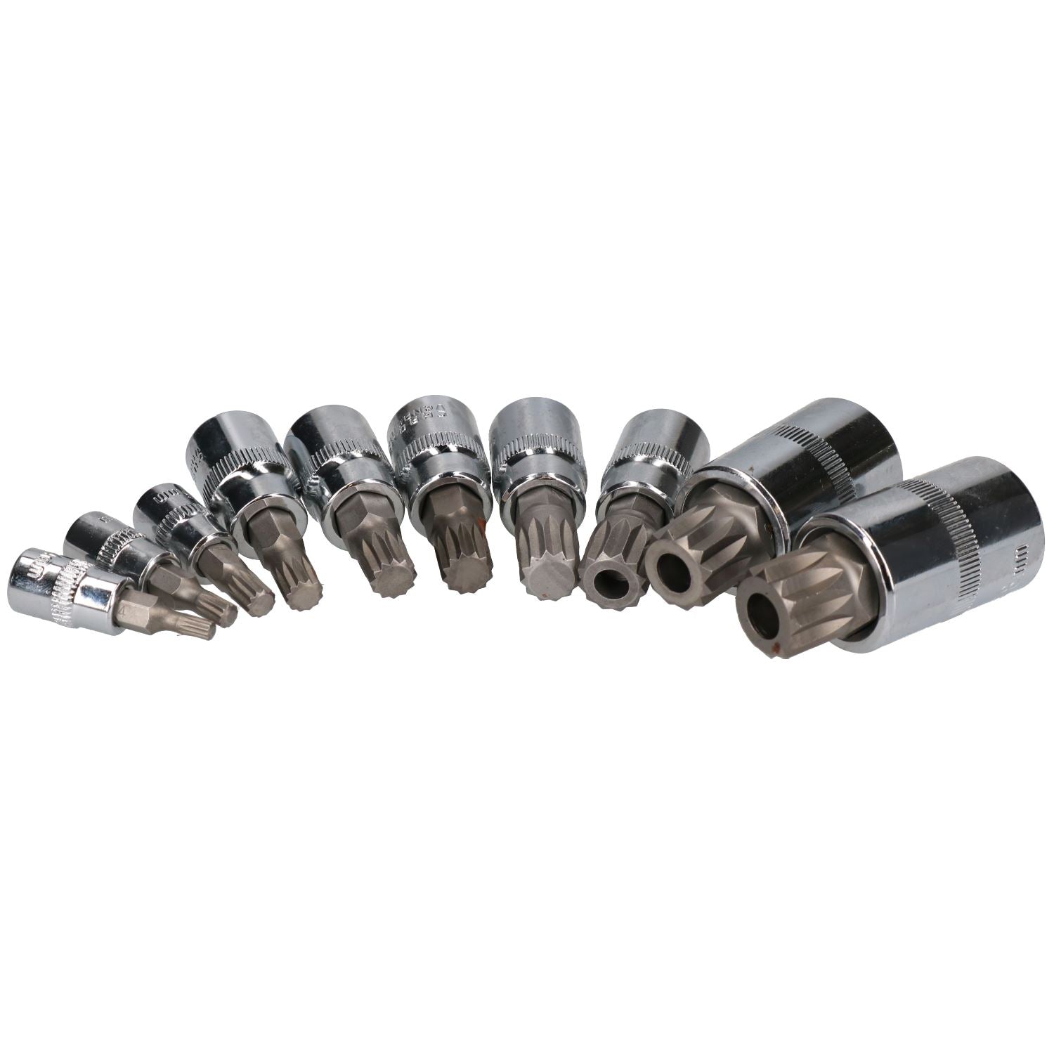 Triple Square Spline And Tamperproof  Sockets 1/4" 3/8" And 1/2" Dr 10pcs AT303