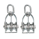 32mm Double Pulley Block Rope Rigging 316 Marine Stainless Steel Swivel Eye