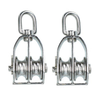 32mm Double Pulley Block Rope Rigging 316 Marine Stainless Steel Swivel Eye