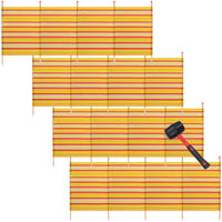 5 Pole Windbreak Beach Shelter 1.5m by 2.8m Screen Privacy Yellow Stripe