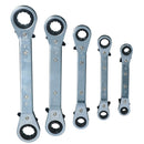 5pc Offset Metric Ratchet Ring Spanners Wrench Cranked Reversible 6-21mm