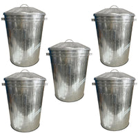 Large Metal Galvanised Bin with Lid + Handles Waste and Animal Feed Storage