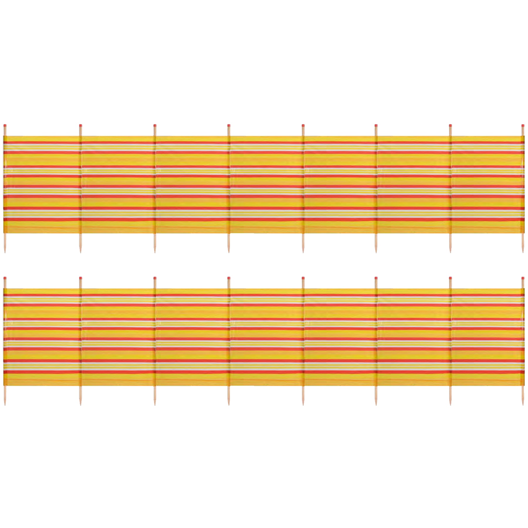 8 Pole Windbreak Beach Shelter 1.5m by 4.6m Screen Privacy Yellow Stripe