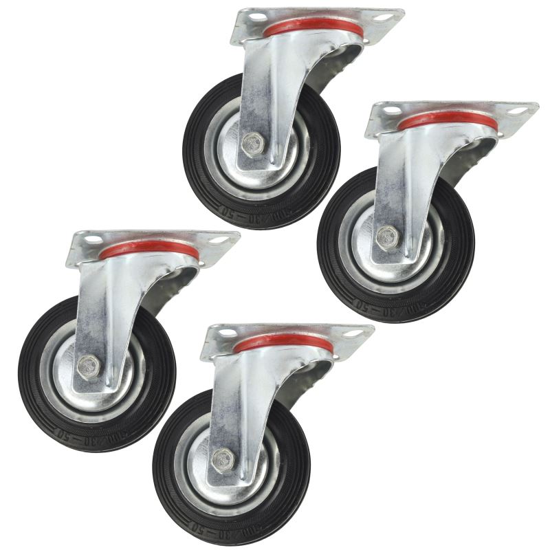 3” 4” 5” 6” Swivel Rubber Castors Caster Wheels Trolley Furniture Movers