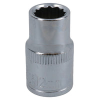 1/2in Drive Shallow Metric MM Socket 12 Sided Bi-Hex with Knurled Ring