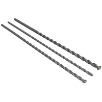 3pc Long Masonry Drills For Bricks Blocks Concrete Carbide Tips 400mm 8 -12mm