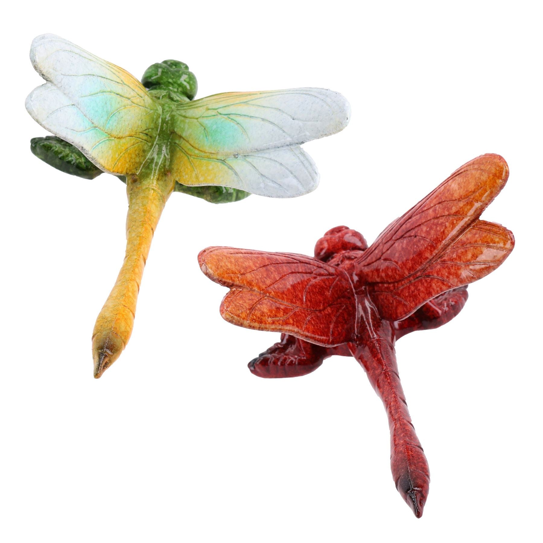 Green / Red Wall Mount Dragonflies Resin Shed Sculpture Statue House Garden