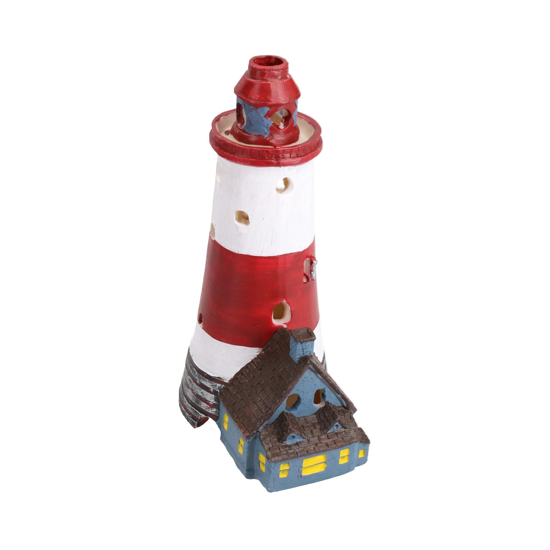 Aquatic Aquarium Decor Deco LED Lighthouse Fish Tank Ornament 7x10x17cm