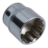 1/2in Drive Shallow Metric MM Socket 12 Sided Bi-Hex with Knurled Ring