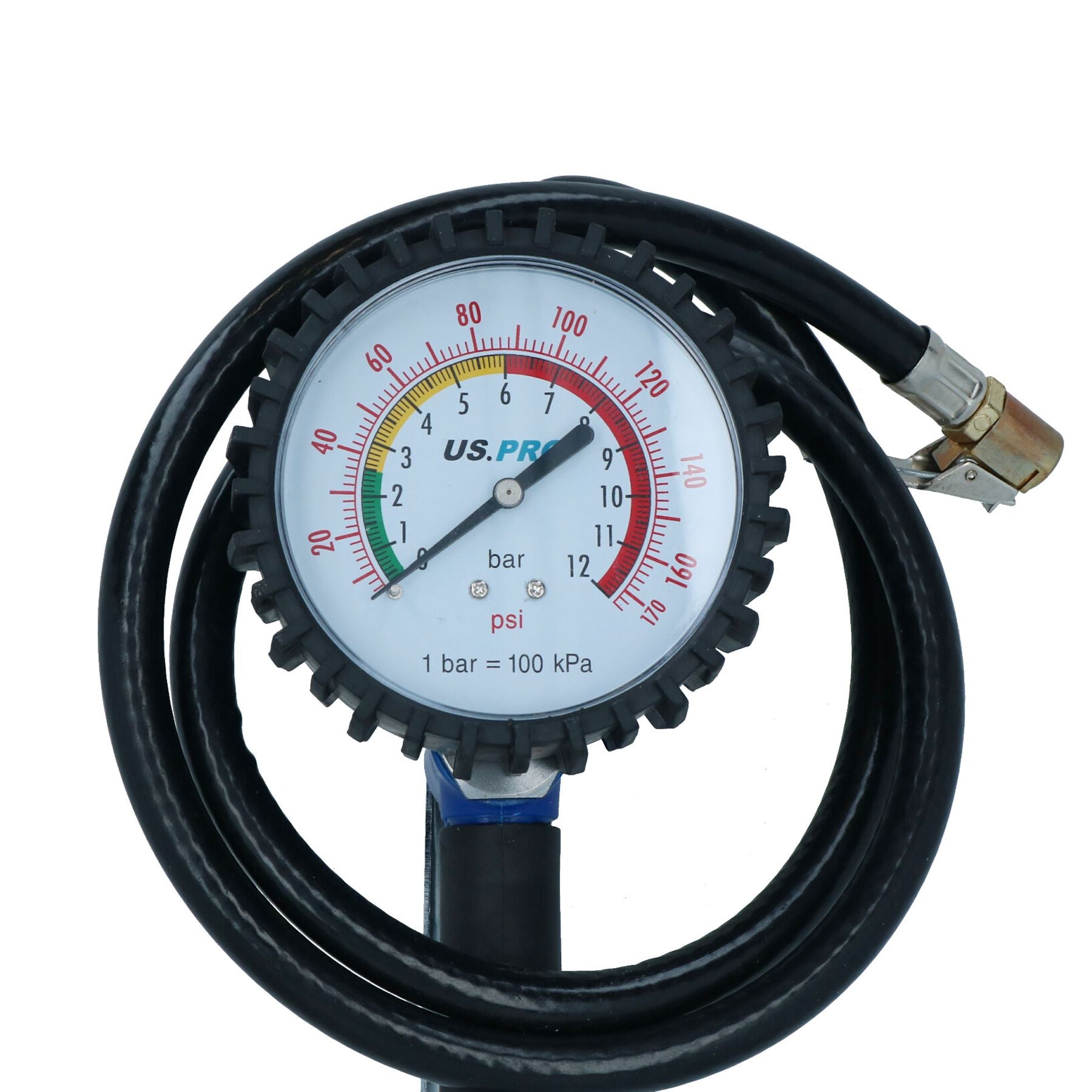 Heavy Duty Tyre Inflator Gauge With Long Reach Hose 1 Metre Long 0 – 170 PSI