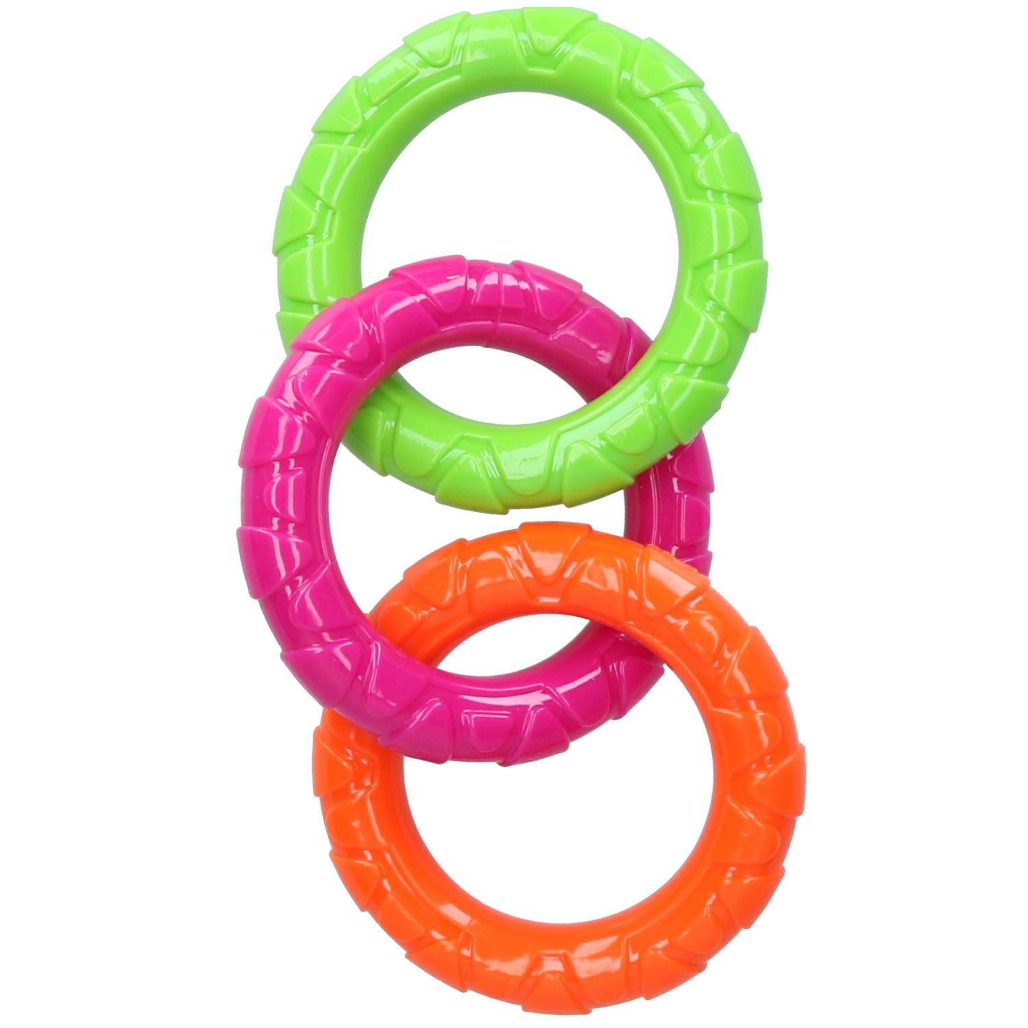 Dog Play Time Tough Rubber Mult-Coloured Rings Dog Toy Medium