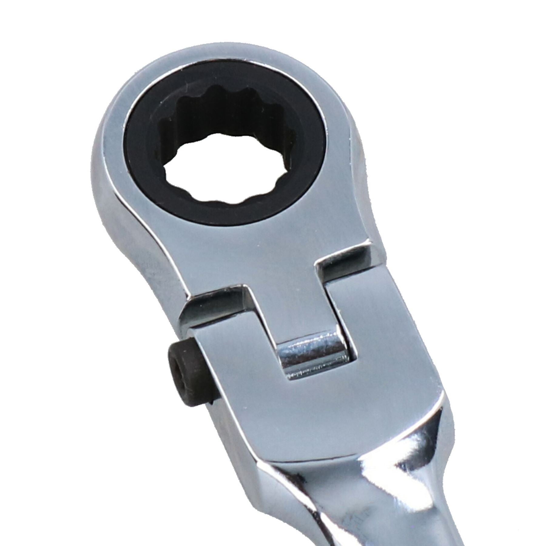 Flexible Headed Ratchet Combination Spanner Wrench with Integrated Lock