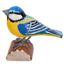 Small Metal British Bird Hand Carved Wooden Blue Tit Home Garden Décor Gift