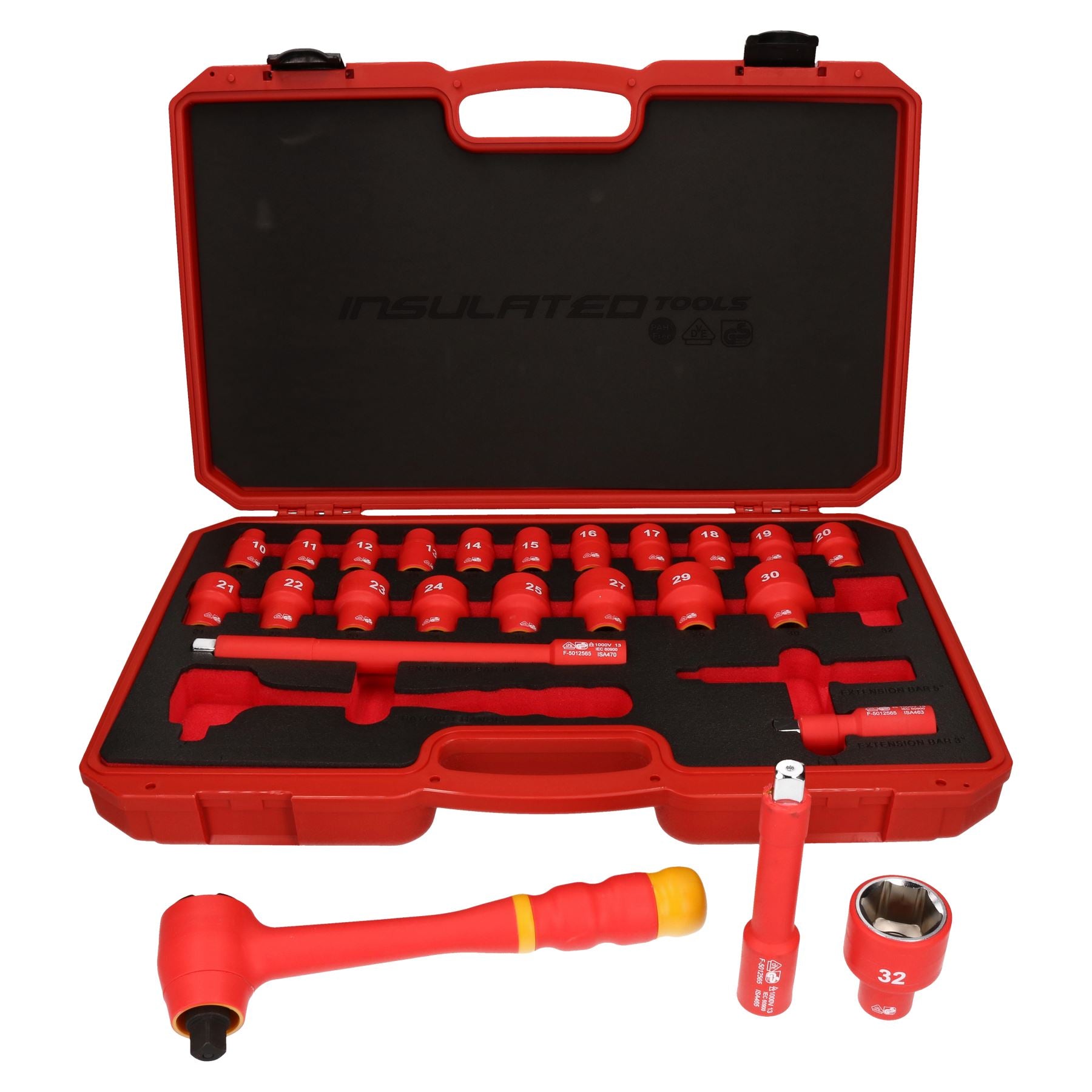 1/2" Drive Insulated VDE Tool Socket and Accessory Kit 24pc Metric GS Approved