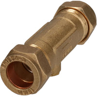 15mm Brass Double Check Valve One-Way Non-Return Compression Fittings WRAS