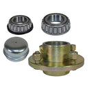 Trailer Cast Wheel Hub 4" PCD  1" Taper Bearing 4 Stud With Wheel Nuts And Cap