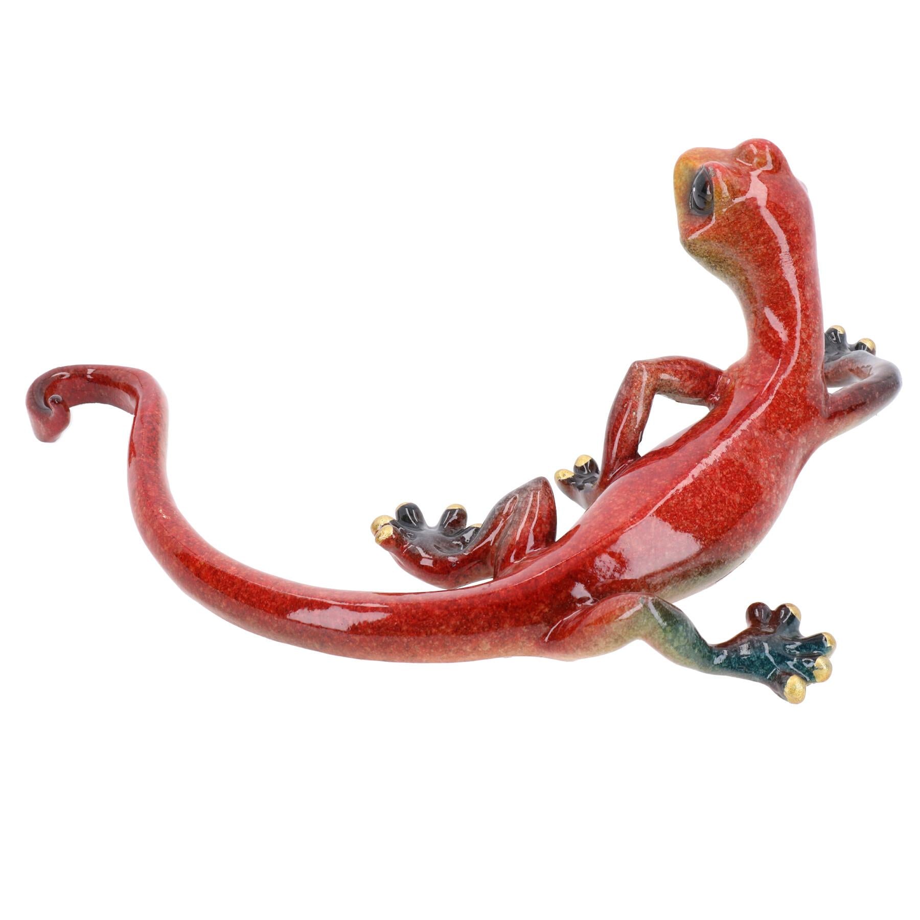 Red Speckled Gecko Lizard Resin Wall Shed Sculpture Decor Statue Medium