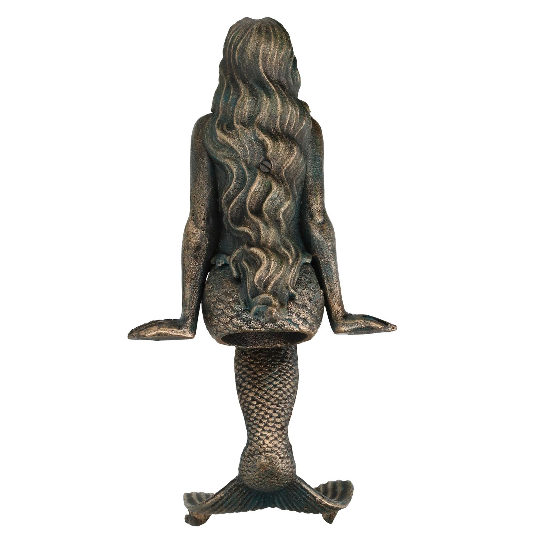 16" Mermaid Cast Iron Statue Figure Ornament Garden Water Pond Shelf Sitting