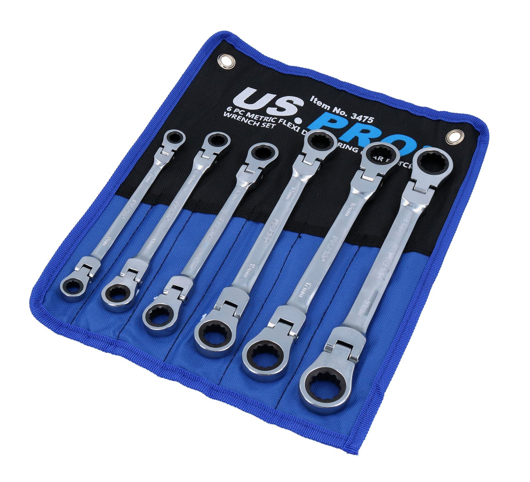 Metric double flexi ratchet spanner set 8mm - 19mm 6pc 12 sizes BERGEN AT623