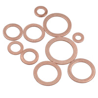 140pc Solid Copper Washer Assortment Set Seal Flat Gasket Metric Sizes 6-24mm