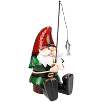 Hand Painted Metal Garden Gnome Fishing Gift Ornament  20x18x39.5cm