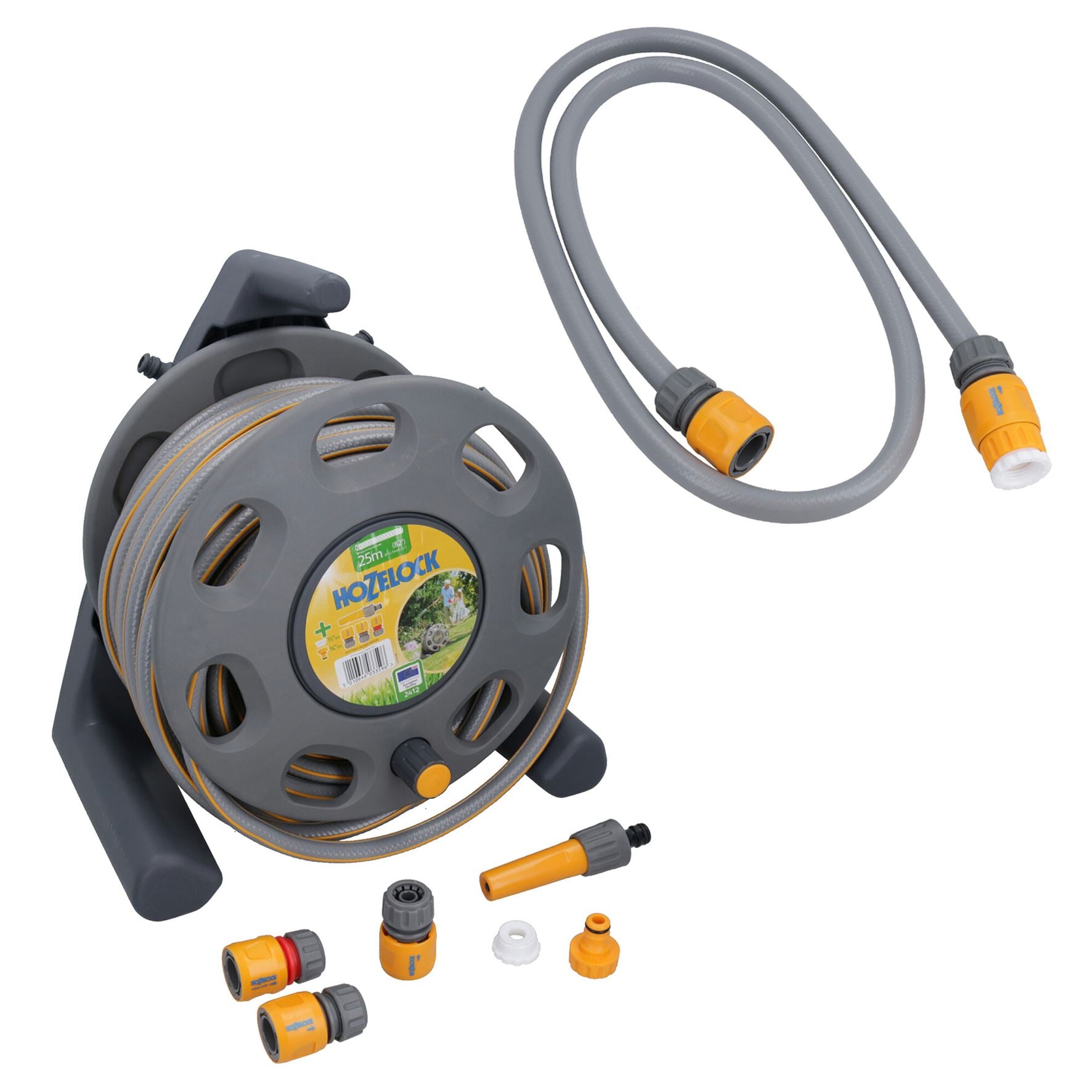 Hozelock Compact Open Reel 15m Garden Hose Pipe Watering Cleaning Yard