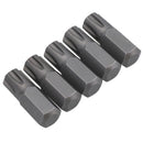 5 Pack M5 - M13 Male 30mm Ribe Bits With 10mm Hex End S2 Steel