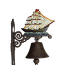 Ship Sail Boat Pirate Galleon Bell Gate Cast Iron Sign Plaque Door Wall House