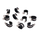 Pack of 10 Stainless Steel Rubber Lined P Clips Pipe Cable Clamp