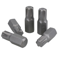 5 Pack M5 - M13 Male 30mm Ribe Bits With 10mm Hex End S2 Steel