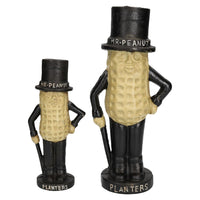 Large & Small Mr. Peanut Money Box Bank Jar Planters Mascot Cast Iron Statue