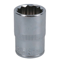 1/2in Drive Shallow Metric MM Socket 12 Sided Bi-Hex with Knurled Ring