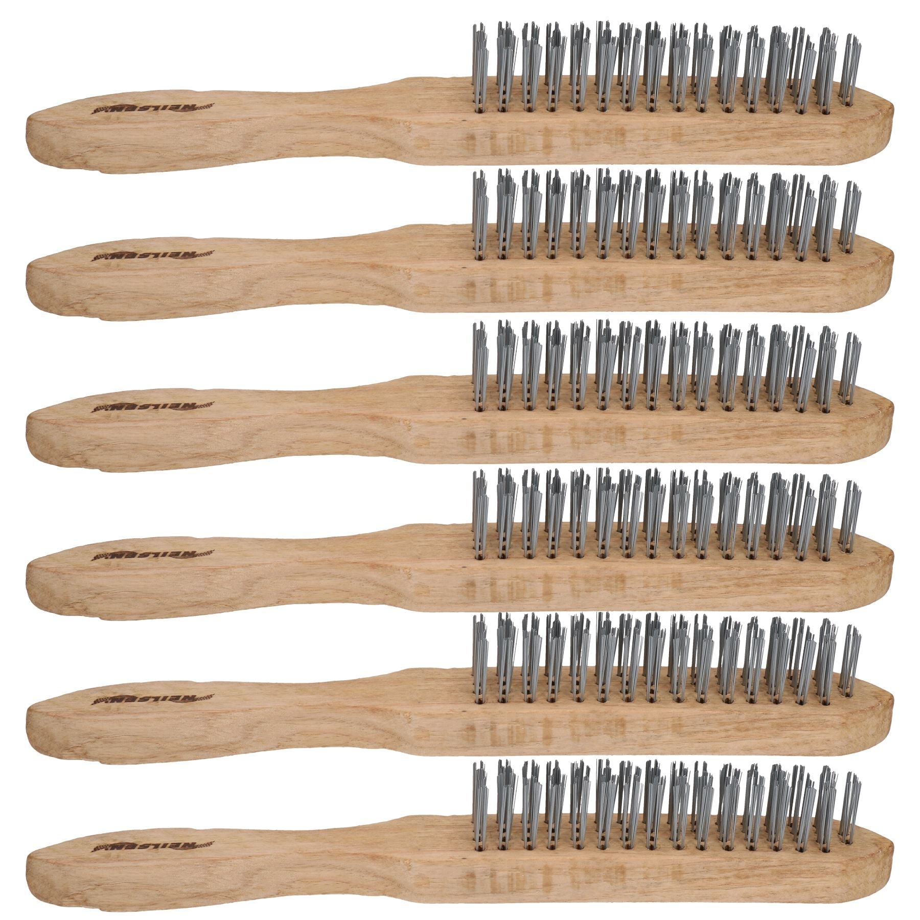 4 Row Steel Wire Brush Cleaner Cleaning Rust Paint Removal Wooden Handle