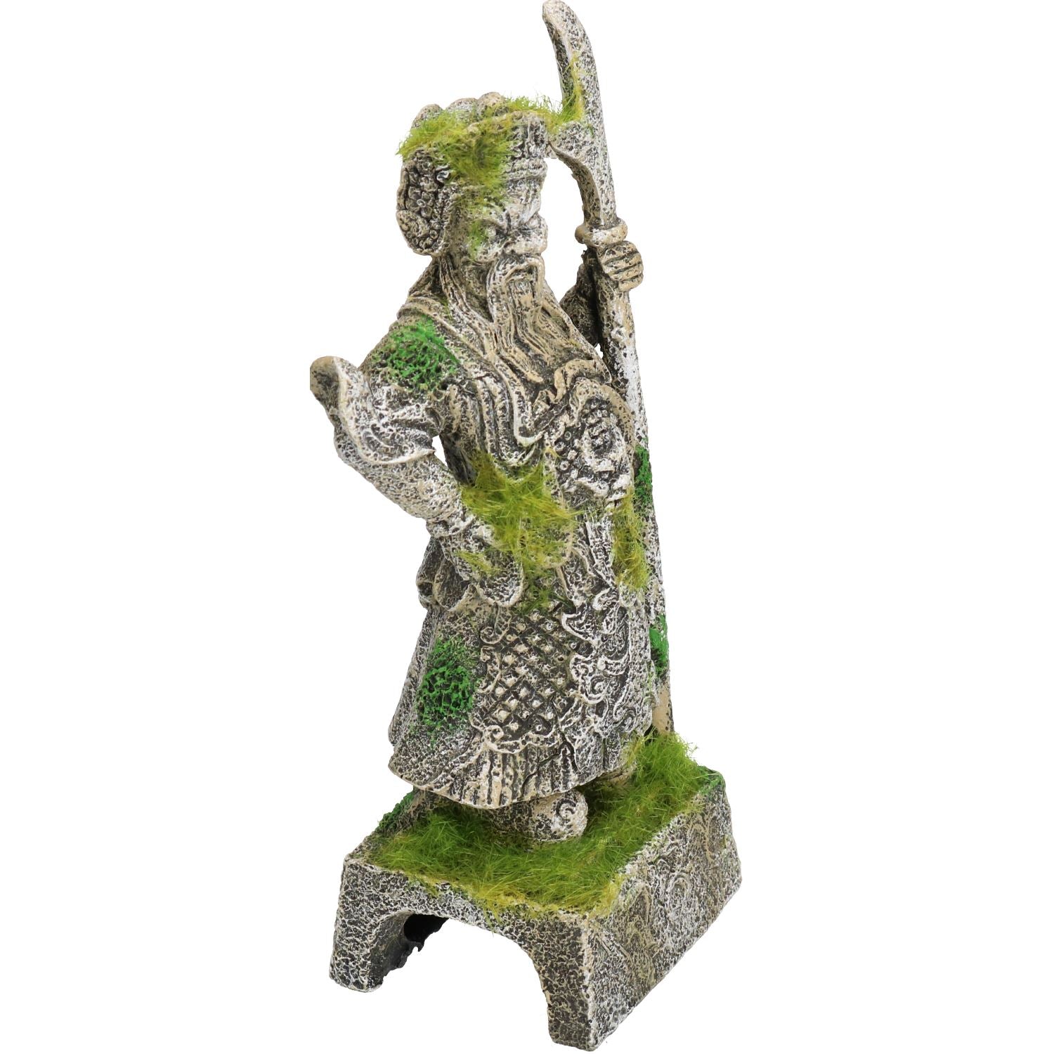 Aquatic Aquarium Decor Moss Covered Thai Warrior Fish Tank Ornament 9x7x22