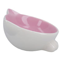 2PK Pink & White Orb Cat Face Bowl Food Water Platter Dish Kitten Cat 6.5" /16.5cm