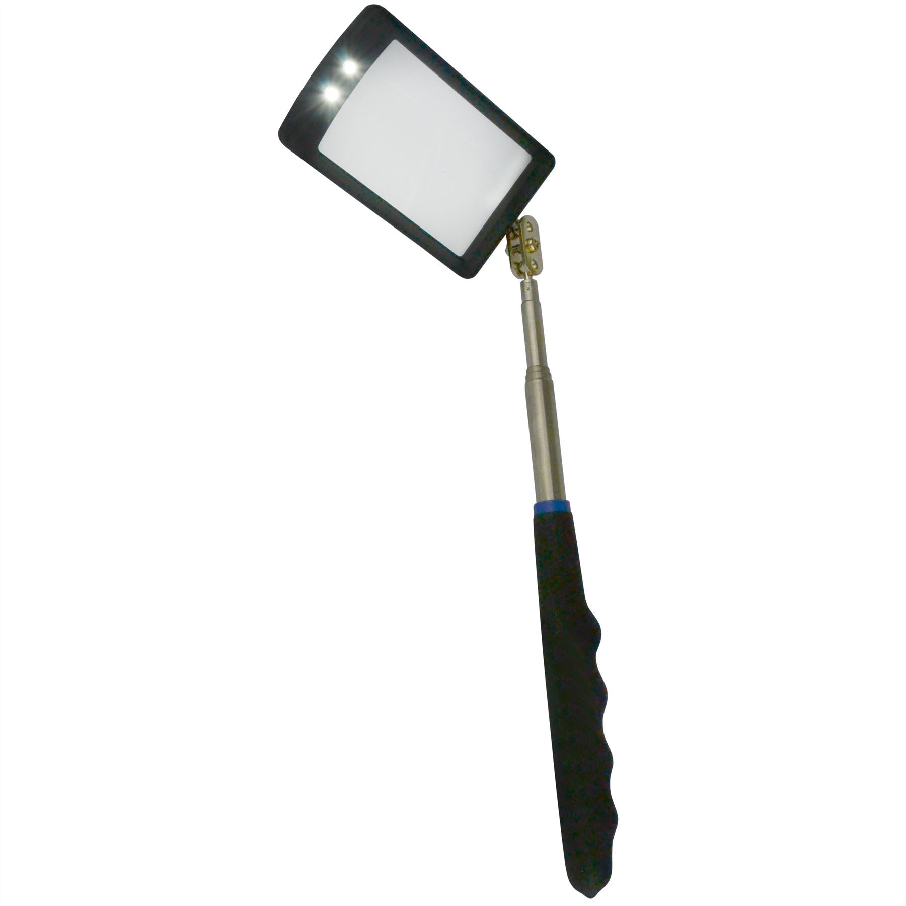 Telescopic Extending Inspection Mirror Swivel 2 LED Bright Light Torch 50 x 70mm