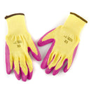 7" Builders Protective Gardening DIY Latex Rubber Coated Work Gloves Pink