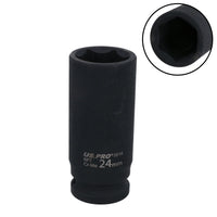 24mm 1/2" Drive Deep Metric Impact Impacted Socket 6 Sided Single Hex