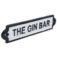 The Gin Bar Cast Iron Sign Plaque Wall Door Fence Gate Post House Cocktail Pub