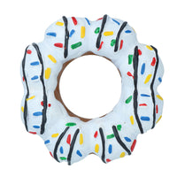 Pet Dog Vinyl White Donut Food Dog Toy Play Toy With Squeak 4x4x14cm