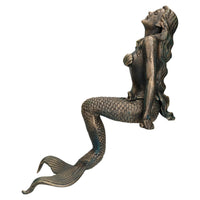 16" Mermaid Cast Iron Statue Figure Ornament Garden Water Pond Shelf Sitting