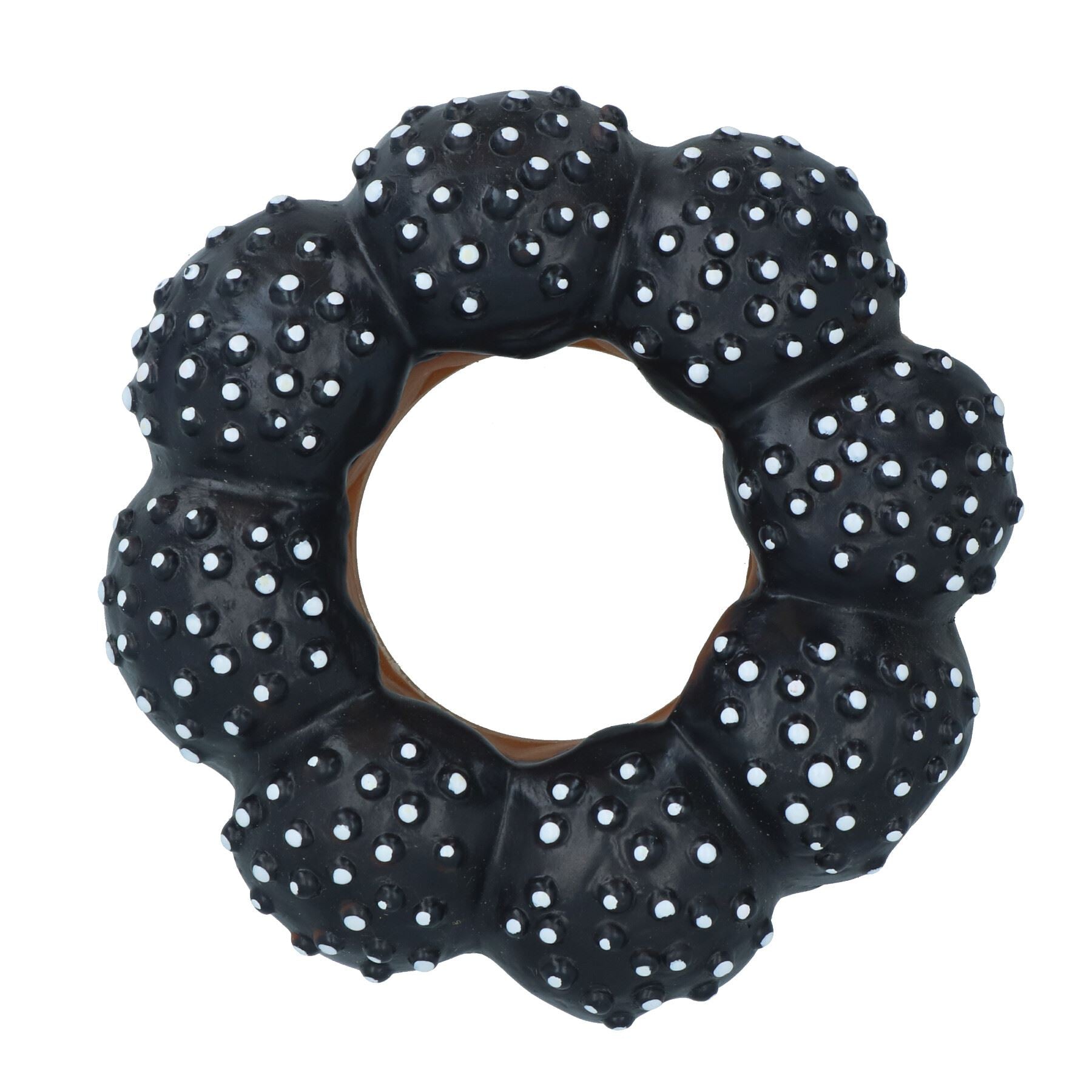 Pet Dog Vinyl Black Donut Food Dog Toy Play Toy With Squeak 4x4x14cm