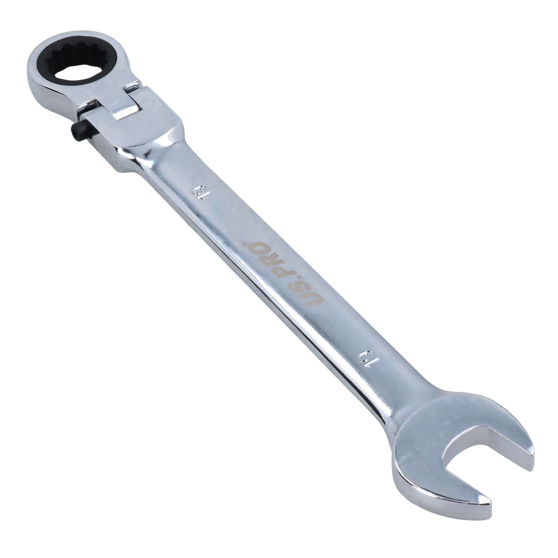 Flexible Headed Ratchet Combination Spanner Wrench with Integrated Lock