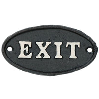 Exit Black Cast Iron Sign Plaque Door Wall House Gate Garden Work Office Shop